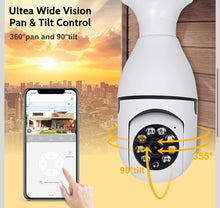 Cargar imagen en el visor de la galería, Foco WiFi para exteriores, cámara de seguridad inteligente 1080P, cámara de seguridad inalámbrica, WiFi de 360 grados, cámara panorámica para interiores y exteriores
