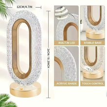 Cargar imagen en el visor de la galería, Lámpara de escritorio de cristal acrílico con atenuación táctil, luz de noche para dormitorio, mesita de noche, sala de estar, decoración de ambiente romántico
