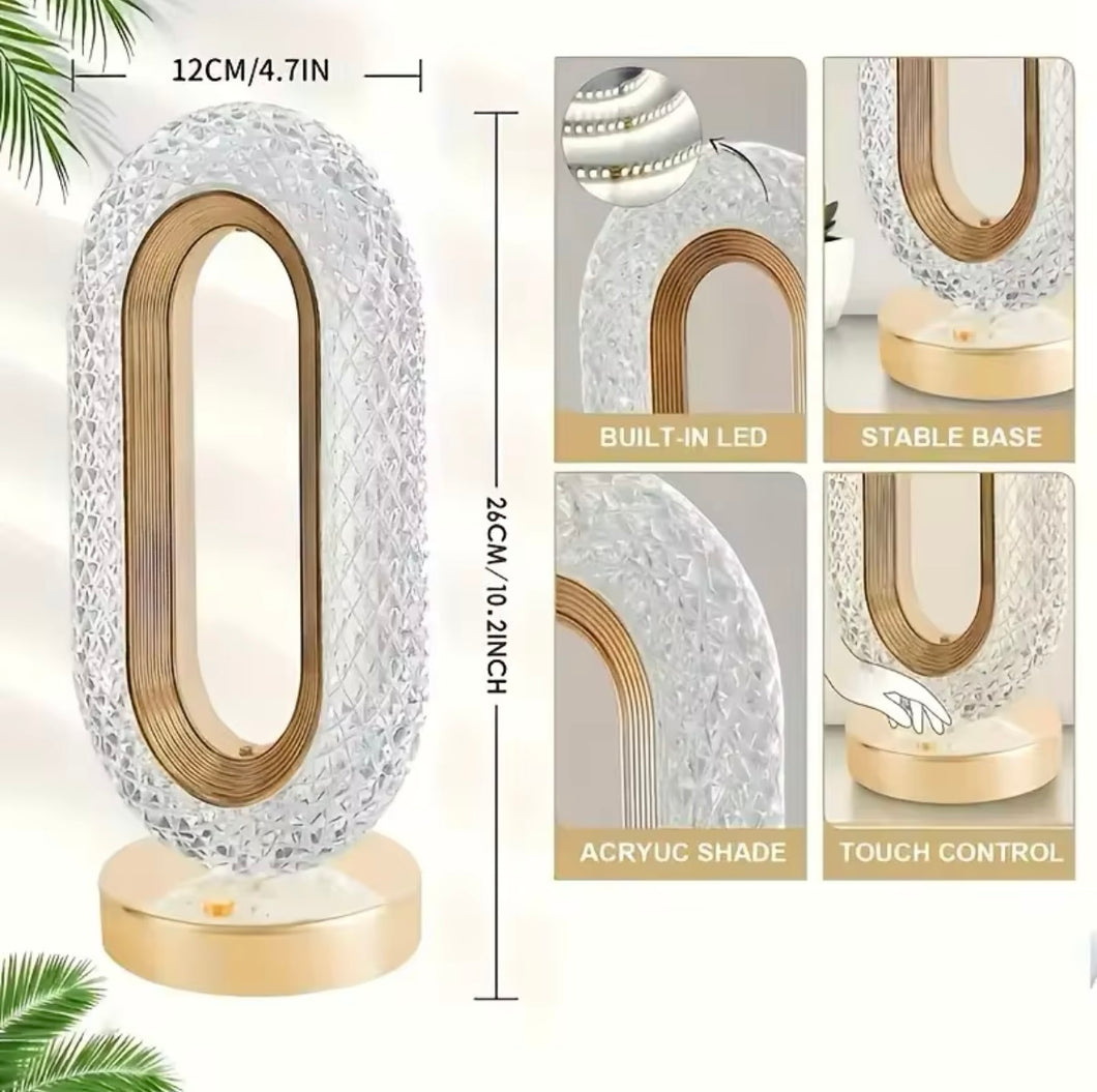 Lámpara de escritorio de cristal acrílico con atenuación táctil, luz de noche para dormitorio, mesita de noche, sala de estar, decoración de ambiente romántico