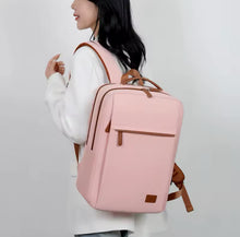 Cargar imagen en el visor de la galería, Mochila de negocios para hombre y mujer, diseño moderno, para ordenador portátil de 15,6 pulgadas, color azul y Beige, para estudiantes MOD 8866
