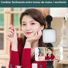 Cargar imagen en el visor de la galería, Trípode de mini palo de selfie para micrófono de estudio profesional con luz de llenado adecuado para soporte de escritorio de grabación de vídeo vlog de cámara móvil AY-49 
MOD BBG-60160
