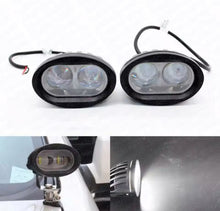 Cargar imagen en el visor de la galería, Faro led 2 ojos blanco contorno de ángel con luz alta y baja y estrobo MOD RS-LED-13003W-BU
