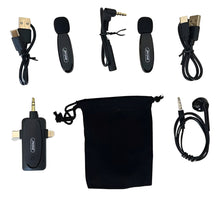 Cargar imagen en el visor de la galería, Andowl M6 Par De Micrófonos Inalámbricos De Pinza Portátiles Negro x2 pz profesional funda para accesorios MOD M6
