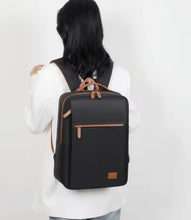 Cargar imagen en el visor de la galería, Mochila de negocios para hombre y mujer, diseño moderno, para ordenador portátil de 15,6 pulgadas, color azul y Beige, para estudiantes MOD 8866
