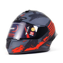Cargar imagen en el visor de la galería, Caso cerrado negro y franjas rojas con certificado DOT tallas M L XL XXL MOD CAS-CER-10001
