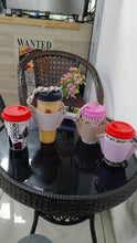 Cargar imagen en el visor de la galería, Portavaso para termo reutilizable con cadena de viaje ecológica para bebidas, funda para botella de café, soporte para taza de cuero PU MOD CADENA CHICA MANGA

