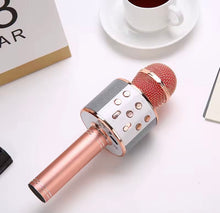 Cargar imagen en el visor de la galería, Micrófono de Karaoke inalámbrico Altavoz Bluetooth, controles multifunción Micrófono de mano portátil 5 en 1 para cantar para fiesta
