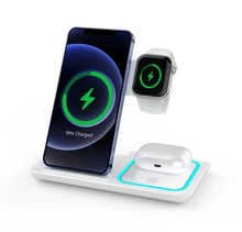 Cargar imagen en el visor de la galería, Cargador inalámbrico rápido LED de 30W, estación de carga plegable 3 en 1 para iPhone 16, 15, 14, 13, 12, 11, Apple Watch 9, 8, 7, 6, 5, Airpods Pro/3 MOD CHARGER 3
