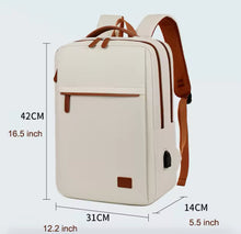 Cargar imagen en el visor de la galería, Mochila de negocios para hombre y mujer, diseño moderno, para ordenador portátil de 15,6 pulgadas, color azul y Beige, para estudiantes MOD 8866
