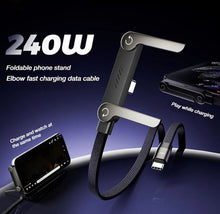 Cargar imagen en el visor de la galería, Cable Cargador Con Soporte Invisible 2 En 1  1.5 m TURBO 240w
