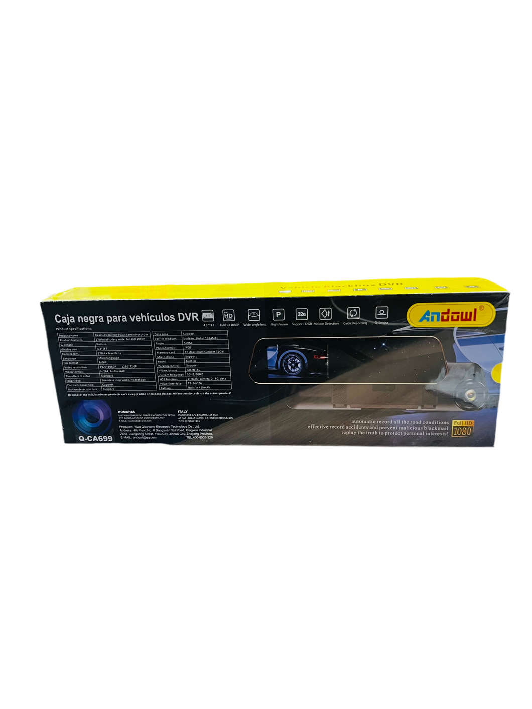 Espejo retrovisor doble cámara !! Cámara frontal y trasera MOD Q-CA699