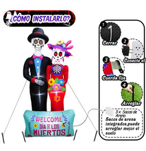 Cargar imagen en el visor de la galería, Decoraciones inflables de Halloween de 8 pies con LED integrados, decoraciones de patio hinchables, pareja da la bienvenida inflable MOD WS5094
