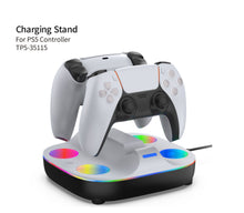Cargar imagen en el visor de la galería, Estación de carga Dual para PS5, indicador LED y soporte de carga de luz RGB con Cables, base de carga para controlador PS5 y Portal PS
