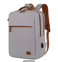 Cargar imagen en el visor de la galería, Mochila de negocios para hombre y mujer, diseño moderno, para ordenador portátil de 15,6 pulgadas, color azul y Beige, para estudiantes MOD 8866
