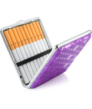 Cargar imagen en el visor de la galería, Cigarrera Caja de metal negro plateado plateado plateado amarillo rosa cigarrillo acero inoxidable para 20 cigarrillos con banda de goma, una caja de cigarrillo elegante tornasol
