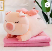 Cargar imagen en el visor de la galería, Almohada con frazada de puerco MOD K-2 medidas frazada 1.00x 1.80 medida peluche 50 cm
