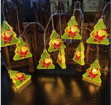 Cargar imagen en el visor de la galería, Guirnalda de luces LED de Papá Noel, muñeco de nieve y alce, decoración de Feliz Navidad, regalo para el hogar, suministros para fiesta de Navidad, 10 piezas 3 metros
