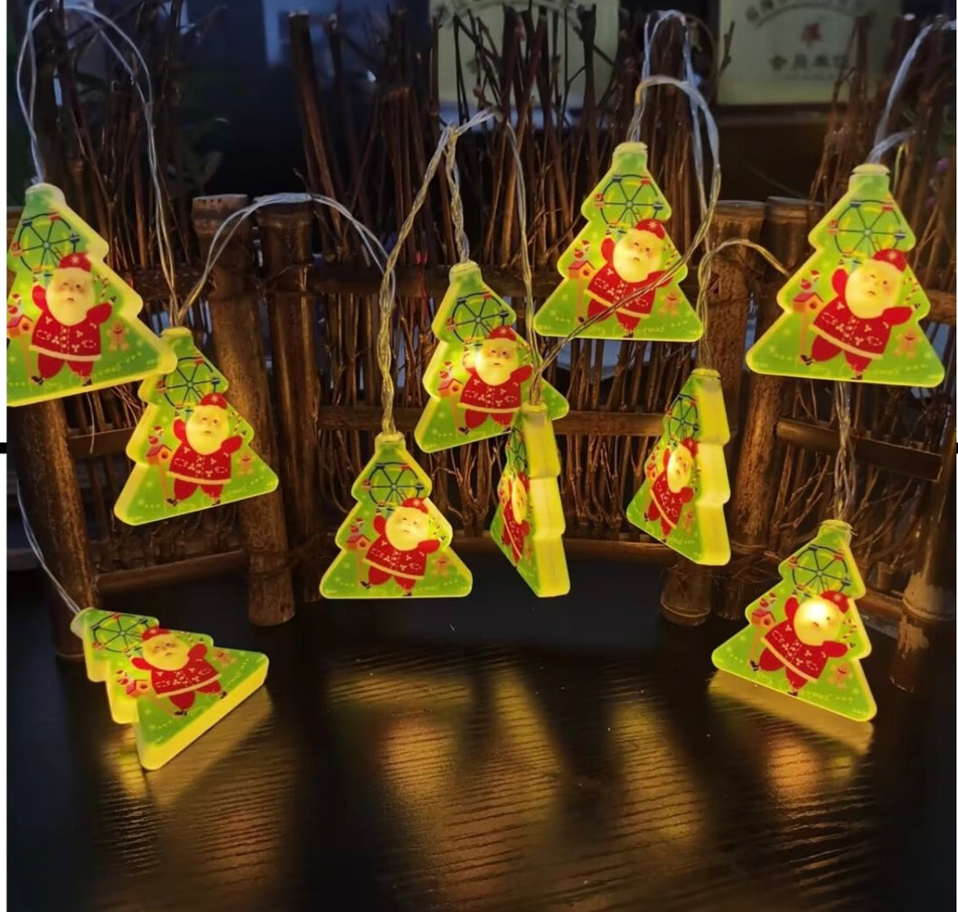 Guirnalda de luces LED de Papá Noel, muñeco de nieve y alce, decoración de Feliz Navidad, regalo para el hogar, suministros para fiesta de Navidad, 10 piezas 3 metros