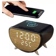 Cargar imagen en el visor de la galería, Reloj despertador con base power Bank inalámbrico para carga de celular MOD ZE-1918
