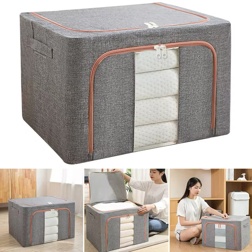Bolsa de almacenamiento de edredón grande, organizadores de almacenamiento plegables, caja organizadora de mantas de ropa, armario a prueba de polvo, organizador de armario de ropa  50x40x33 MOD 1627