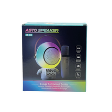 Cargar imagen en el visor de la galería, Bocina karaoke con dos microfonos luz led y reloj digital MOD KM-L12
