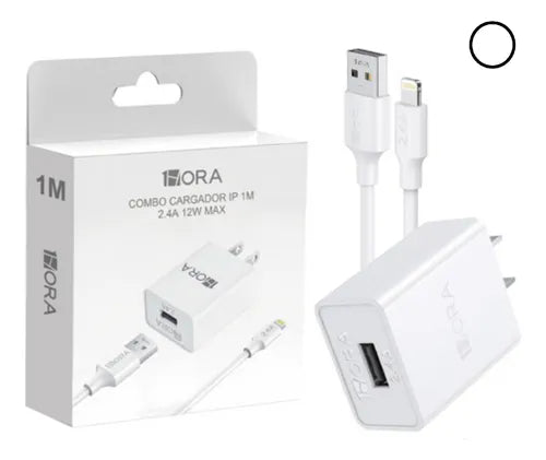 Cargadores y cable Para Iphone Carga Rapida 12w 2.4a Blanco MAX MOD GAR143