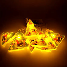 Cargar imagen en el visor de la galería, Guirnalda de luces LED de Papá Noel, muñeco de nieve y alce, decoración de Feliz Navidad, regalo para el hogar, suministros para fiesta de Navidad, 10 piezas 3 metros
