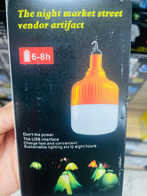 Cargar imagen en el visor de la galería, Foco Bombilla LED recargable por USB para exteriores, luz de tienda superbrillante, linterna de emergencia portátil, resistente al agua, para barbacoa, jardín, pesca y Camping MOD BK-1822
