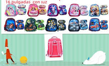 Cargar imagen en el visor de la galería, Mochila combo de niños con luz MOD 3163
