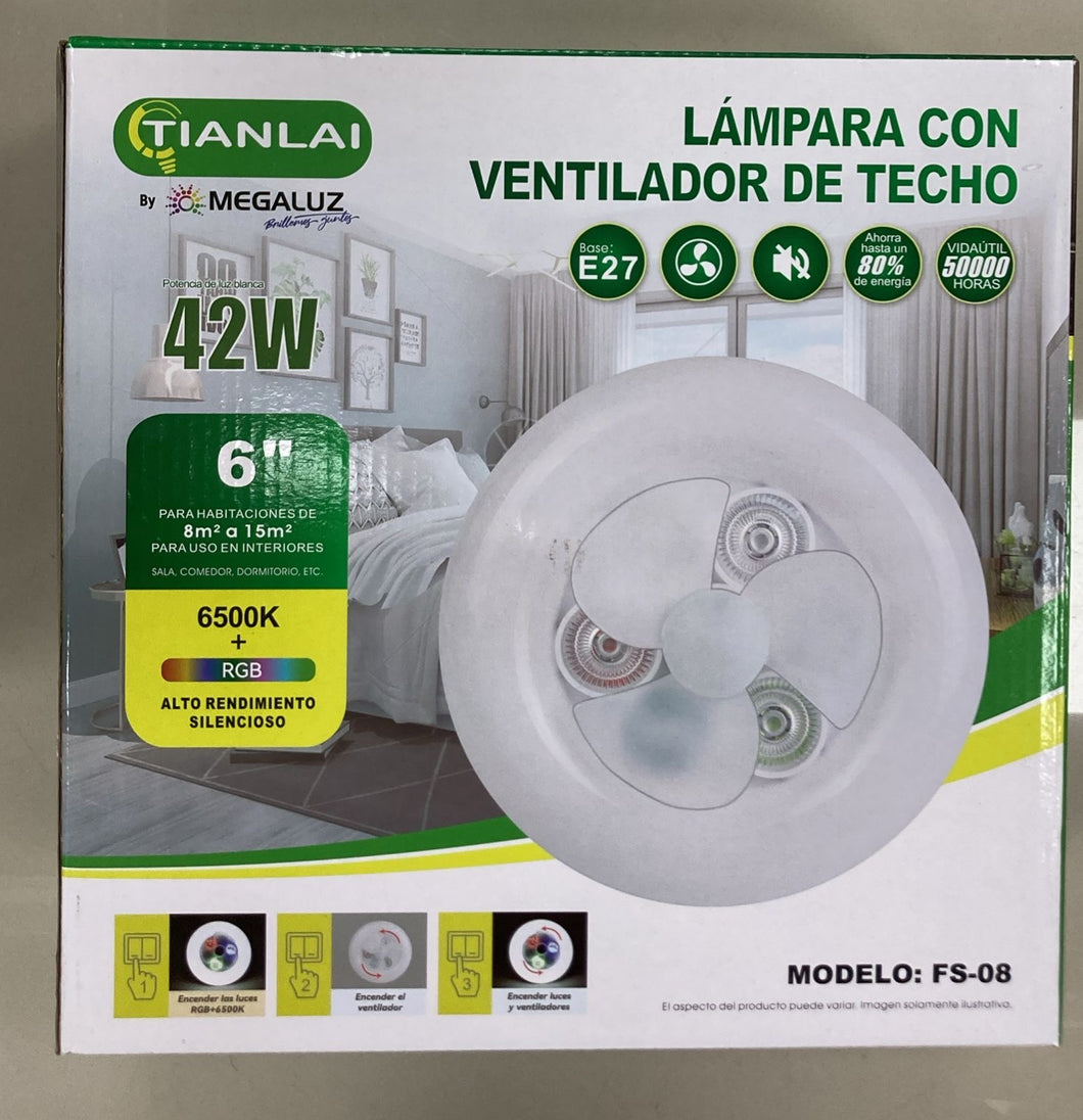 Foco con ventilador redondo de 42W para habitación de 8 a 15 metros alto rendimiento RGB MOD LV42W08