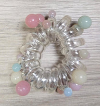 Cargar imagen en el visor de la galería, Dona retro Cuerda de pelo de línea telefónica, soporte de cola de caballo de perlas elásticas de estilo coreano dulce, lazos para el cabello, banda de goma transparente, Anillo para el cabello para fiesta
