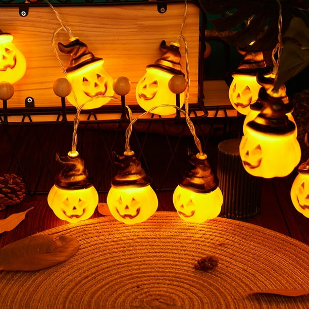 Guirnalda de luces LED con forma de calabaza para Halloween, accesorios de decoración, farol de calabaza luces de vestir (batería de 3 metros, 20 luces con función de flash)  MOD ACC2363C