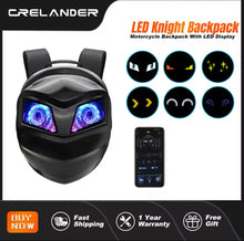 Cargar imagen en el visor de la galería, Nueva mochila con ojos de LED. porta casco contra agua resistente ,funciona app para ajustar los ojos desde tu celular diseño de fibra de carbono MOD T6-11
