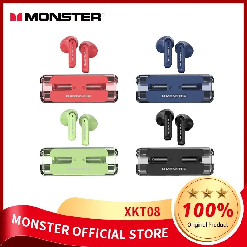 Monster-auriculares inalámbricos XKT08 para videojuegos, cascos originales HIFI Ture con Bluetooth 5,3, conexión rápida, baja latencia