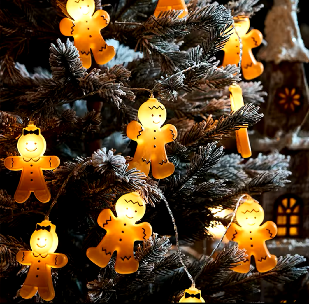 Guirnalda de luces navideñas de hombre de jengibre, adorno navideño para el hogar,conexión directa ala luz