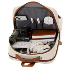 Cargar imagen en el visor de la galería, Mochila de negocios para hombre y mujer, diseño moderno, para ordenador portátil de 15,6 pulgadas, color azul y Beige, para estudiantes MOD 8866
