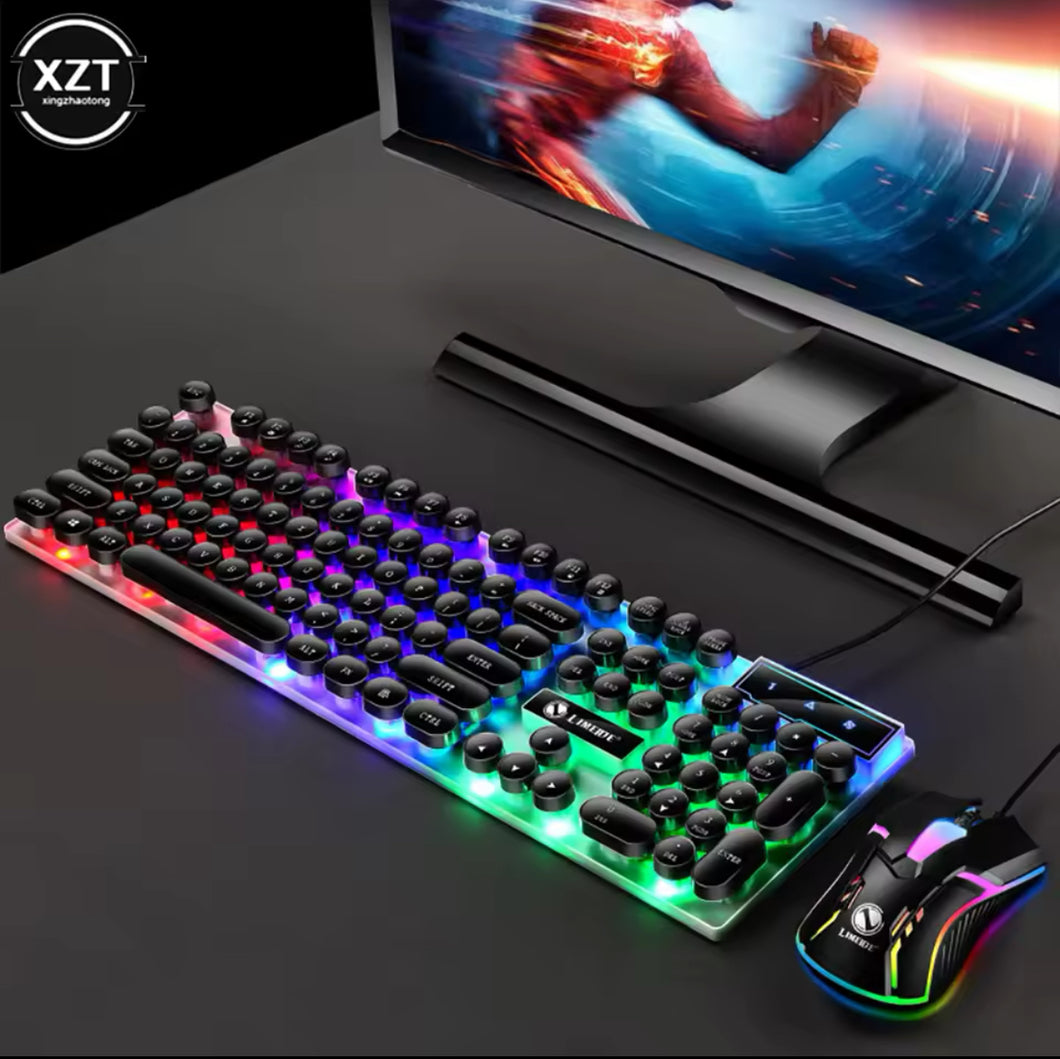 Gtx300-Juego de teclado y ratón retroiluminado con cable USB, teclado y ratón de suspensión, estilo Retro Punk MOD ST.06