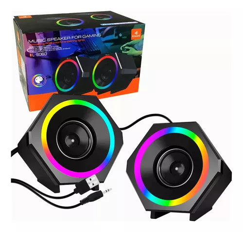 Bocina Estéreo Escritorio Pc Laptop Gamer Rgb Usb 3,5 Mm MOD  L-6060