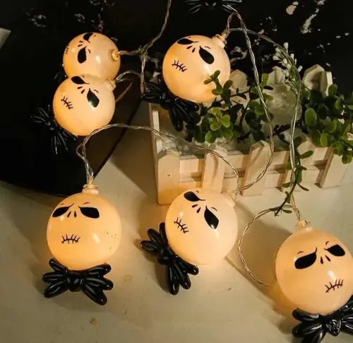 Guirnalda de luces LED con forma de calabaza para Halloween, accesorios de decoración, farol de calavera jack luces de vestir (batería de 3 metros, luces con función de flash)  MOD ACC2368C