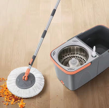 Cargar imagen en el visor de la galería, Trapeador giratorio para limpieza de suelo, cabezales de microfibra reutilizables, fregona perezosa para el hogar
