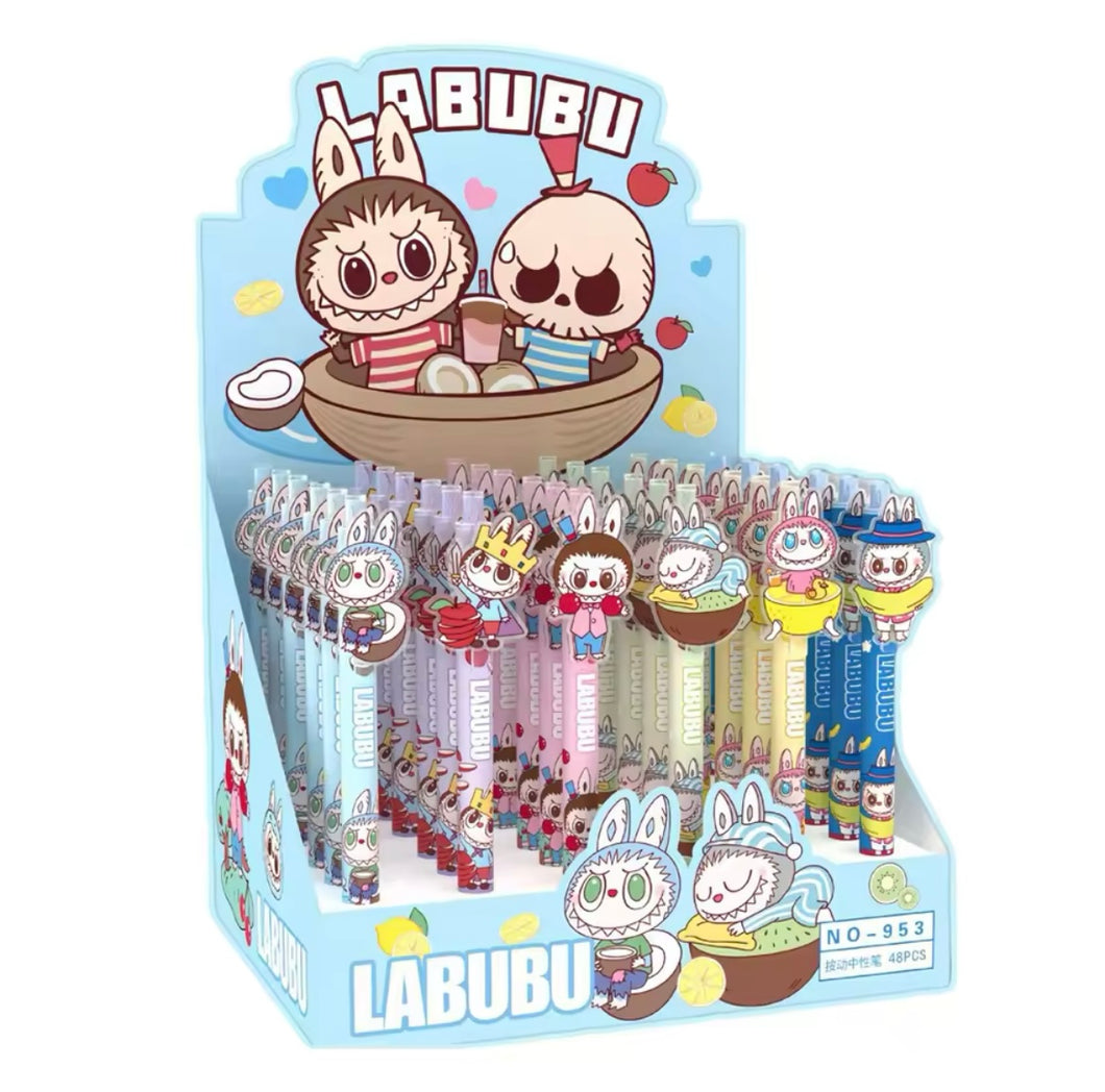 Labubu de Gel de prensa,negro, 0,5mm, pluma placa bolígrafo de escritura, instrumento de escritura, suministros de papelería para estudiantes, regalo Kawaii