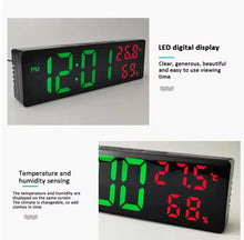 Cargar imagen en el visor de la galería, Reloj electrónico de escritorio, despertador Digital de pared con brillo ajustable, repetición, temperatura, humedad, pantalla de 12/24H para el hogar y la Oficina DS-3818 MOD BBG-60253
