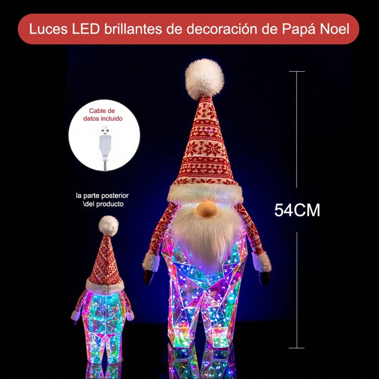 Santa de felpa con 200 luces LED preiluminadad de RGB de 54 cm con USB MOD SD1163