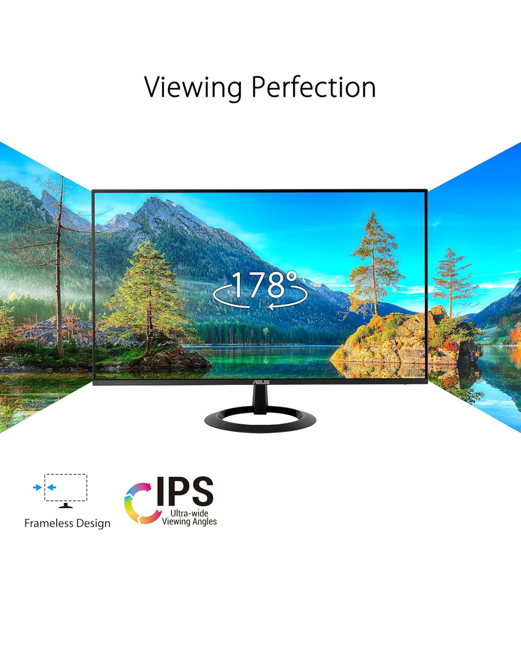 ASUS Monitor VZ24EHF Eye Care: 24 Pulgadas (23,8 Pulgadas visibles), IPS, Full HD, sin Marco, 100 Hz, sincronización adaptativa, MPRT de 1 ms, HDMI, luz Azul Baja, sin Parpadeo, Montaje en Pared
