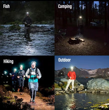Cargar imagen en el visor de la galería, Linterna frontal de pesca LED superbrillante, Linterna frontal recargable, Larga duración, Con intelligen, Adecuada para aventura, Outdoor, Senderismo MOD KT-8819

