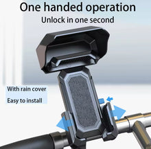 Cargar imagen en el visor de la galería, Soporte para teléfono móvil con cubierta para lluvia, soporte para manillar de bicicleta, resistente a los golpes, para manillar redondo de 18-32mm MOD Z02+ZXC05

