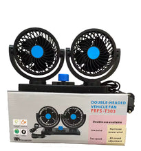 Cargar imagen en el visor de la galería, Ventilador para coche de doble cabeza con viento fuerte y ventilador de coche giratorio multiángulo portátil estable de 2 velocidades MOD FS-1142 y WTLS-T101
