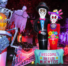 Cargar imagen en el visor de la galería, Decoraciones inflables de Halloween de 8 pies con LED integrados, decoraciones de patio hinchables, pareja da la bienvenida inflable MOD WS5094
