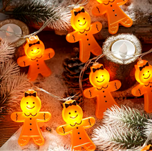 Cargar imagen en el visor de la galería, Guirnalda de luces navideñas de hombre de jengibre, adorno navideño para el hogar,conexión directa ala luz
