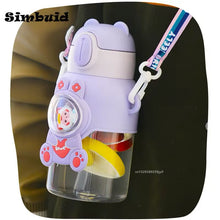 Cargar imagen en el visor de la galería, Botella de agua de dibujos animados Kawaii para niños, taza de plástico a prueba de caídas con pajita, hervidor escolar para niños y niñas MOD 327-13
